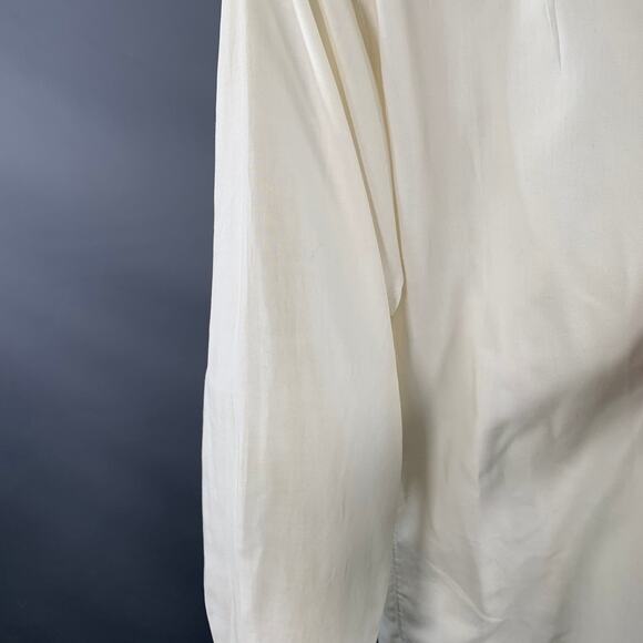 CLAUDE MONTANA S White Pleated Cotton Spread Collar Oversized Long Sleeve Shirt - Picture 9 of 12